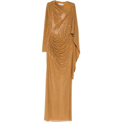 Self-Portrait abito lungo con strass - oro