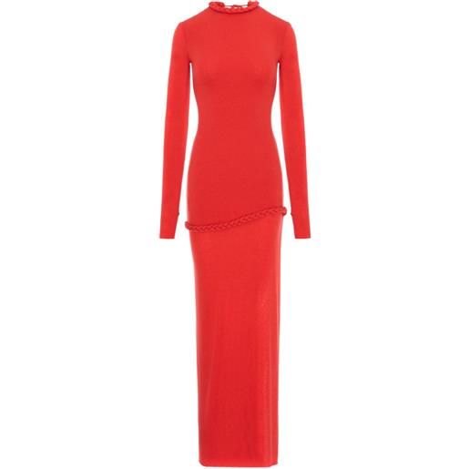 MANURÍ abito nora lungo con dettaglio intrecciato - rosso