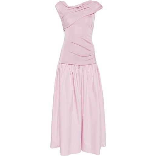Self-Portrait abito midi con arricciatura - rosa