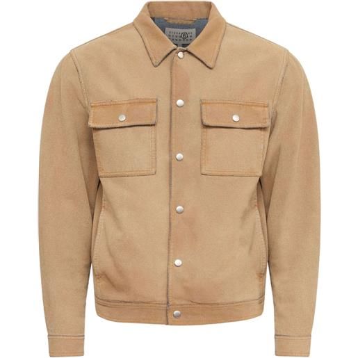 MM6 Maison Margiela giacca denim effetto pelle scamosciata - toni neutri