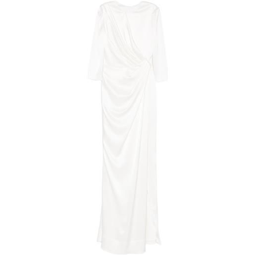 SILK LOVE & LACE abito lungo zina drappeggiato - bianco