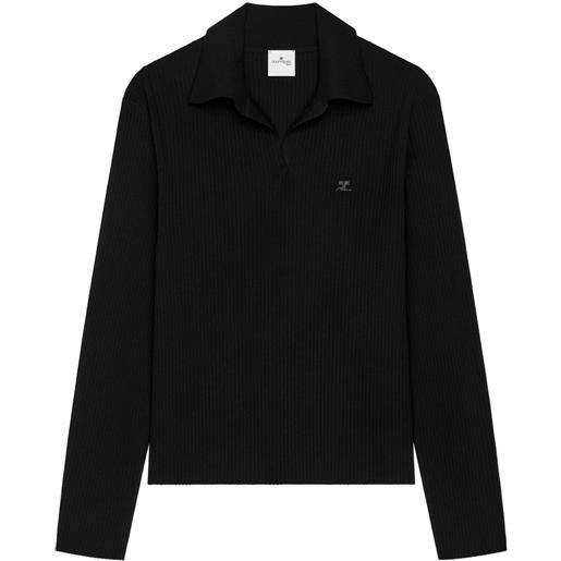 Courrèges polo a coste - nero