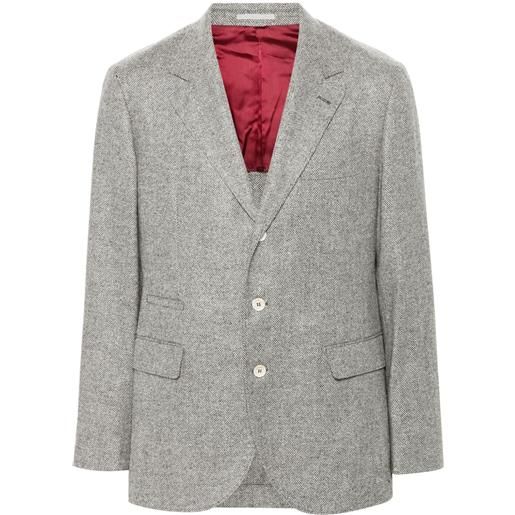 Brunello Cucinelli blazer con motivo pied-de-poule - grigio