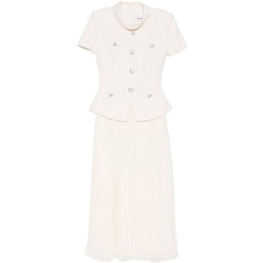 Self-Portrait abito midi con inserti - toni neutri