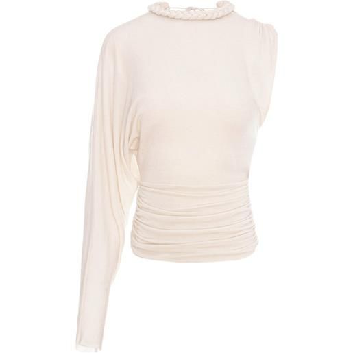 MANURÍ blusa didi monospalla con dettaglio intrecciato - toni neutri