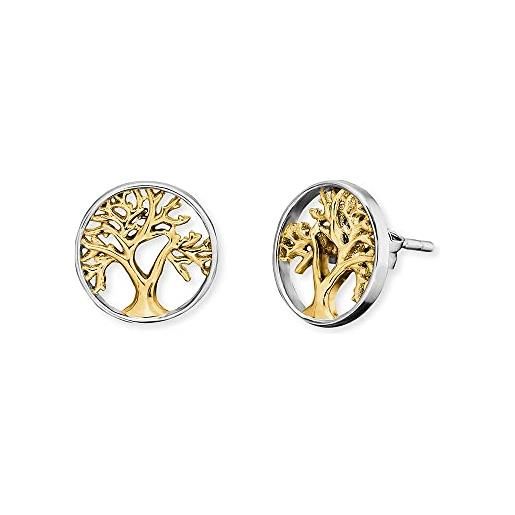 Orecchini Albero Della Vita Engelsrufer In Argento Sterling Con Dettaglio Oro – Simbolo Di Pace E Amore, 9mm, Ipoallergenici