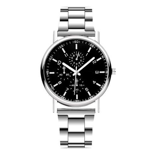 RORIOS Orologio Minimalista da Uomo Analogico Quarzo Elegante - Acciaio Inossidabile con Calendario e Luminosi - Nero