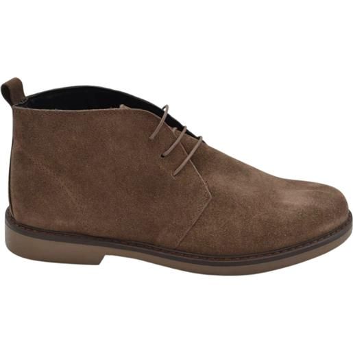 Malu Shoes polacchino uomo vera pelle scamosciata fango gomma sottile business professionista handmade in italy
