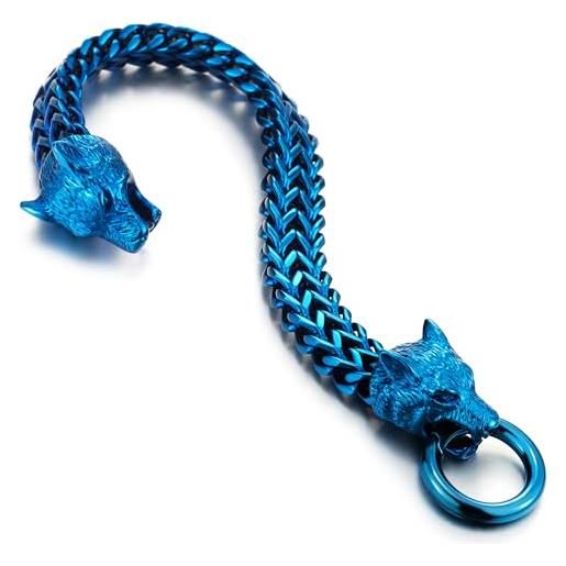 COOLSTEELANDBEYOND Bracciale Uomo In Pelle Intrecciata Nera E Acciaio Inox - Con Teschio, Biker Gotico, 21 Cm