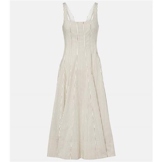 Staud abito midi in cotone plissã© a righe