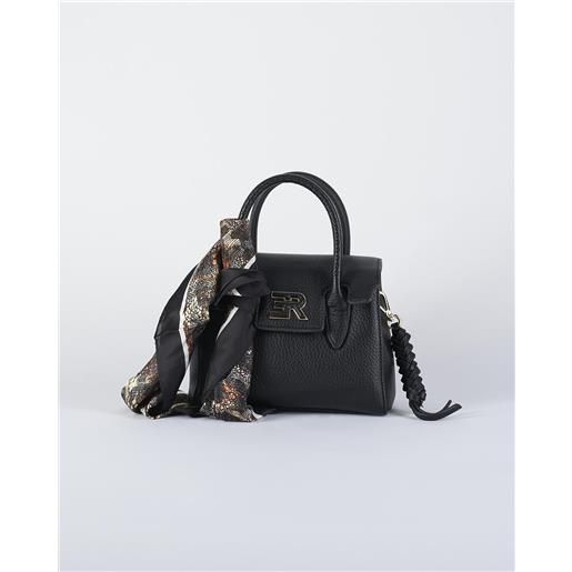 ERMANNO BY ERMANNO SCERVINO borsa nero con logo e foulard