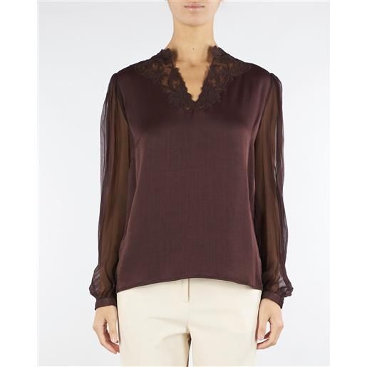 TWIN SET camicia moro con ricamo