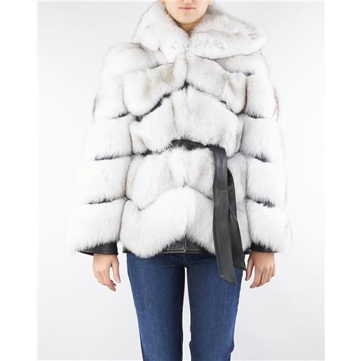 LES NOIR vera pelliccia ghiaccio con inserti in pelle