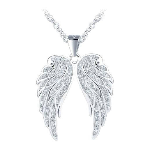 Moonlight Collection KristLand - Collana Argento S925 Con Opale Bianco, Ciondolo Rotondo In Confezione Regalo