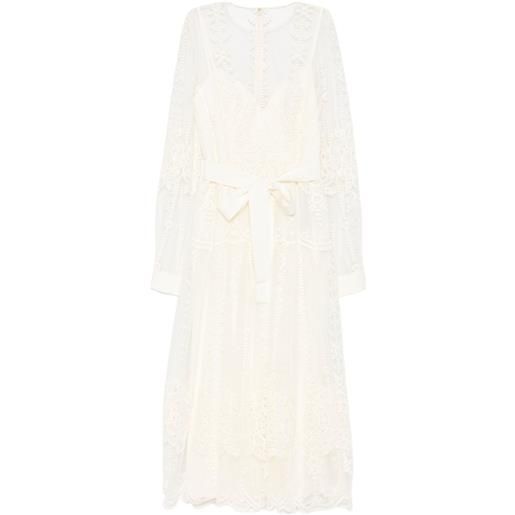 Elie Saab abito midi con cintura - bianco