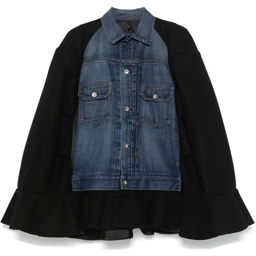 sacai mantella con inserti - nero
