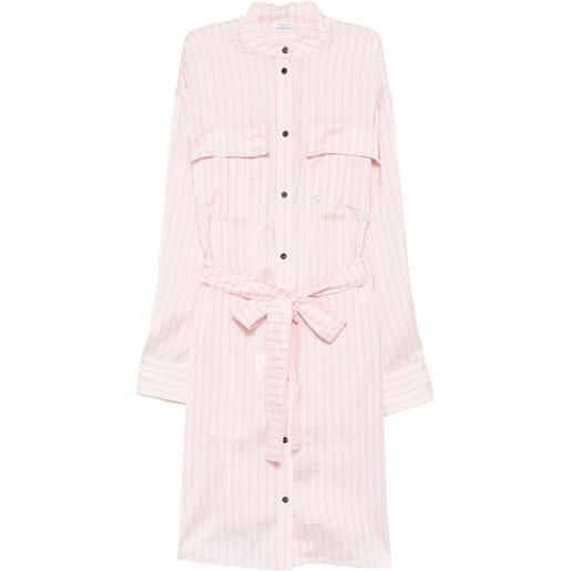 Ferragamo chemisier midi a righe con cintura - rosa