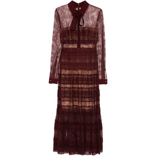 Elie Saab abito midi con colletto in pizzo - rosso