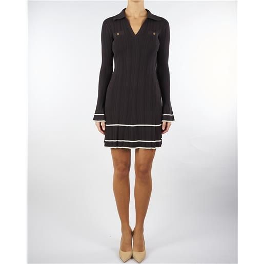 TWIN SET abito moro a costine con profili a contrasto