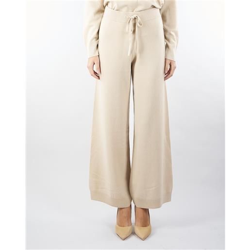 MAX MARA WEEKEND pantalone beige in filato di lana e cachemire