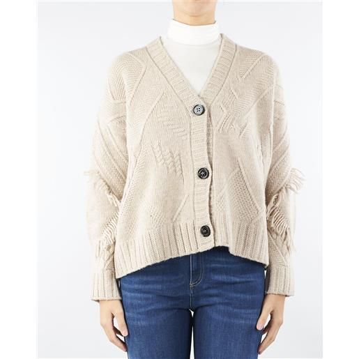 MAX MARA WEEKEND cardigan beige in filato di lana