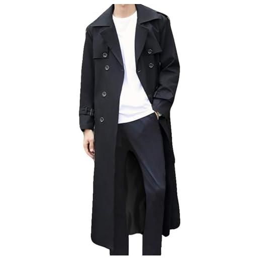 Generisch trench lungo da uomo, casual, business, cappotto di transizione con cintura, leggero, monopetto, elegante slim fit, giacca classica baggy elastico in vita cappotto oversize, cachi, 6xl