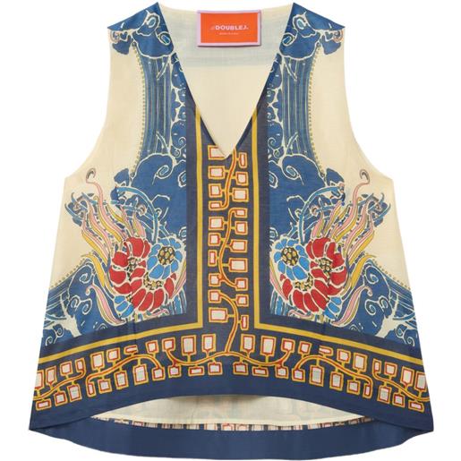 La DoubleJ top scala con scollo a v - blu