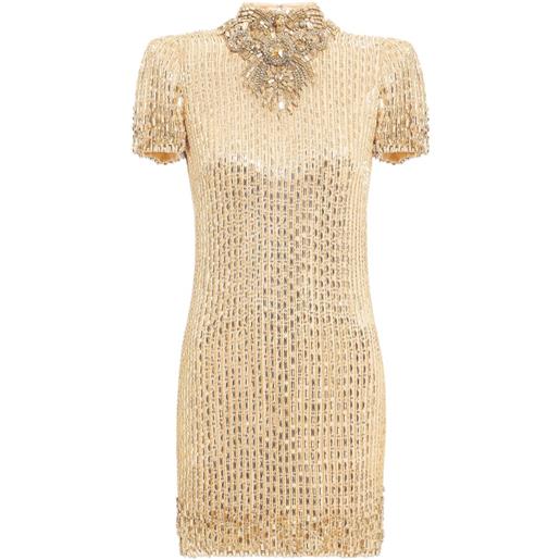Jenny Packham abito corto kitty a collo alto con cristalli - oro