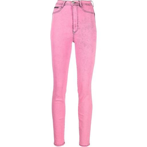 Philipp Plein jeggings a vita alta - rosa