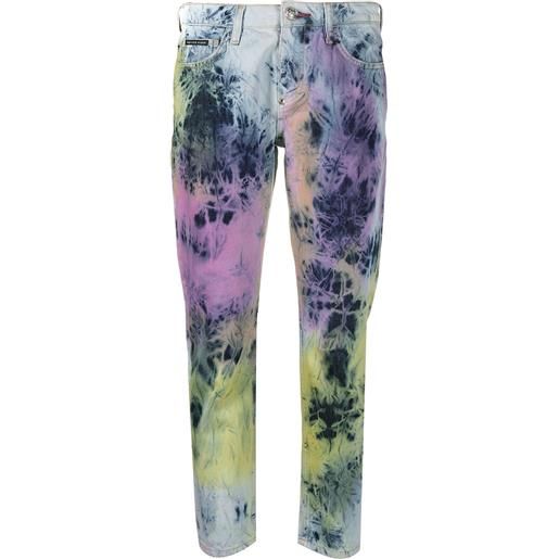 Philipp Plein jeans con fantasia tie dye - blu