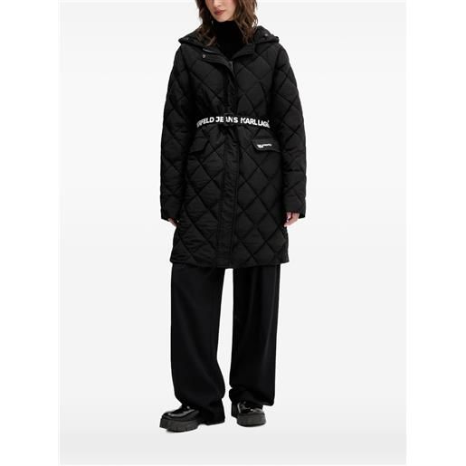 Karl Lagerfeld Jeans cappotto trapuntato con cappuccio - nero