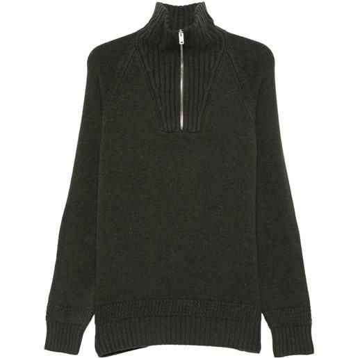 Fay maglione con mezza zip - verde