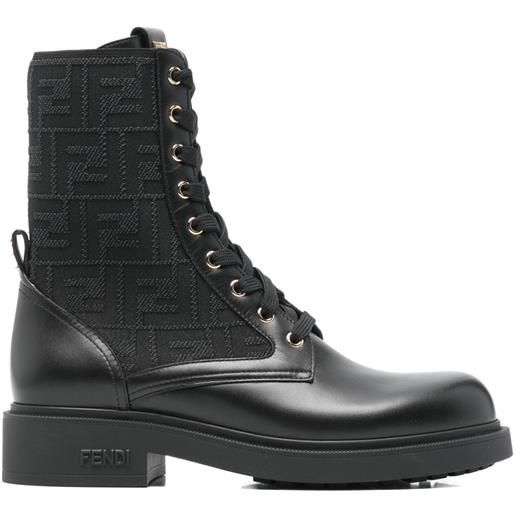 FENDI stivaletti filo con logo - nero