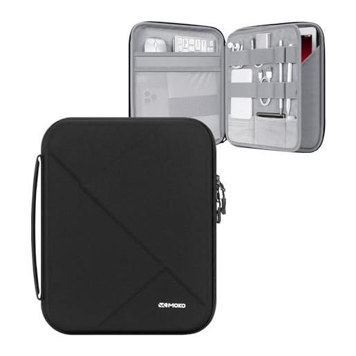 MoKo custodia tablet 13 pollici per i. Pad air m4 2026, mac neo (a18 pro), i. Pad pro 13 m5/air m2, galaxy tab s8+/s9+ 12.4, borsa rigida eva con spazio e manico imbottito, nero