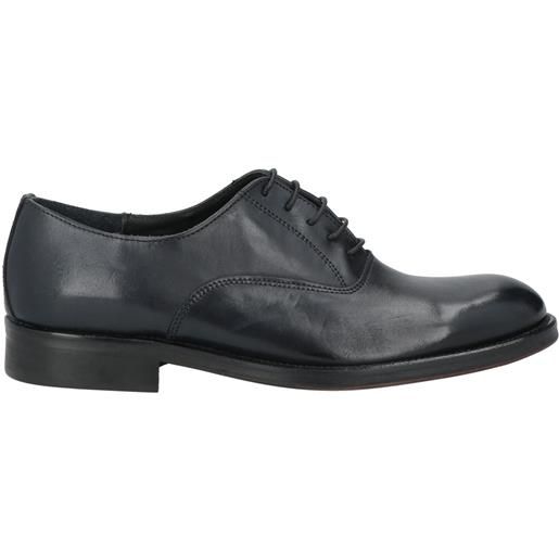 scarpe uomo stringate vera pelle abrasivato blu made in italy fondo