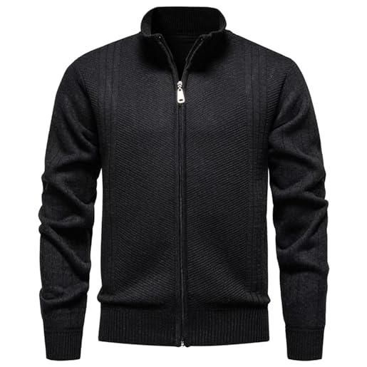 Cardigan Uomo Zip Lana e Cashmere Maglione Pullover con Cerniera Invernale
