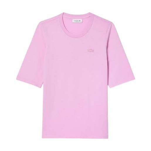 Lacoste maglietta da donna con scollo rotondo, tf9424, maglietta basic da donna, vestibilità regolare, gelato (ixv), 42