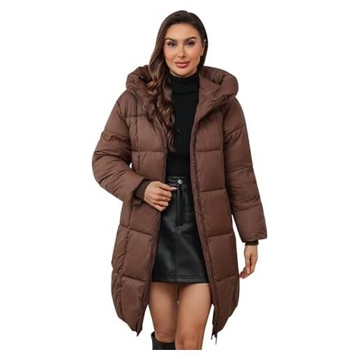 Generic cappotto donna lungo invernale giacca cappotto donna inverno leggera calda piumini giubbino con zip e cappuccio giacca di peluche ripiegabile down jacket sport fitness outdoor basic casual giacconi