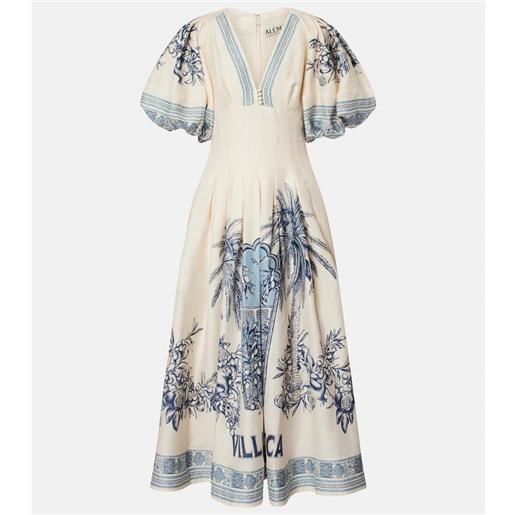 Alemais alã©mais abito midi villa romantica in misto lino