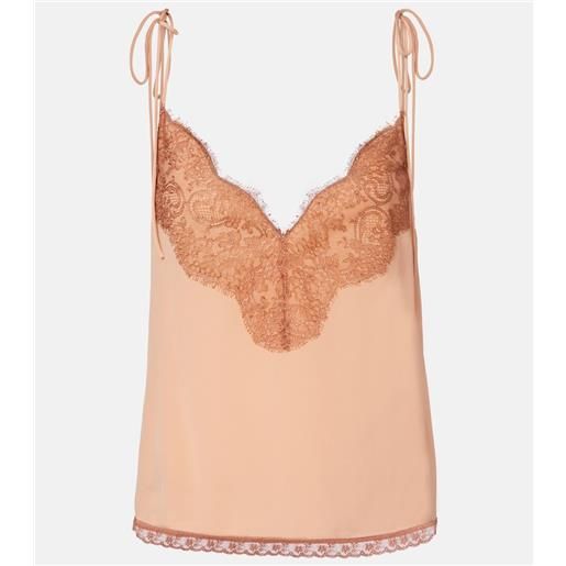 Valentino top in crãªpe de chine di seta con pizzo