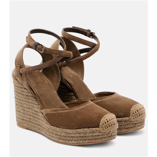 Brunello Cucinelli espadrillas 80 in suede con zeppa