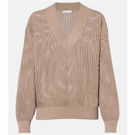 Brunello Cucinelli pullover in misto cotone con lamã©