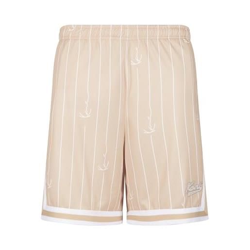 Karl Kani herren small varsity logo pinstripe mesh shorts xl sand/white