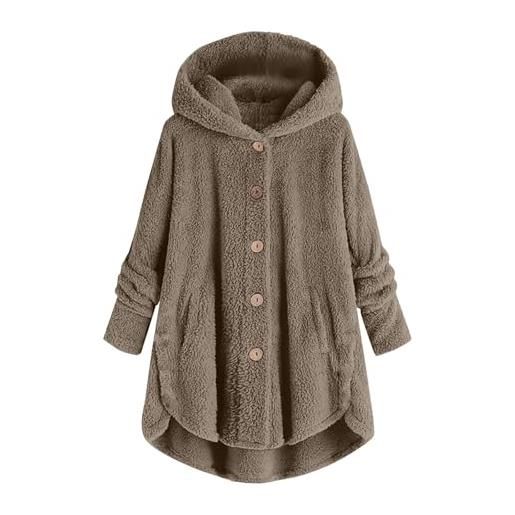 Generisch cappotto invernale da donna invernale casual tinta unita laterale fessura con pulsante in pile cardigan giacca con tasche da indossare a casa giacca, blu, m
