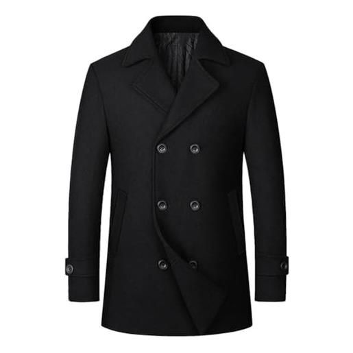 Parka Uomo Polytaslon Foderato Cappotto Antipioggia Uomo BlackRock 2, Con Cappuccio E Pile Interno, Nero Giacca Antipioggia Uomo Blackrock - Foto 10