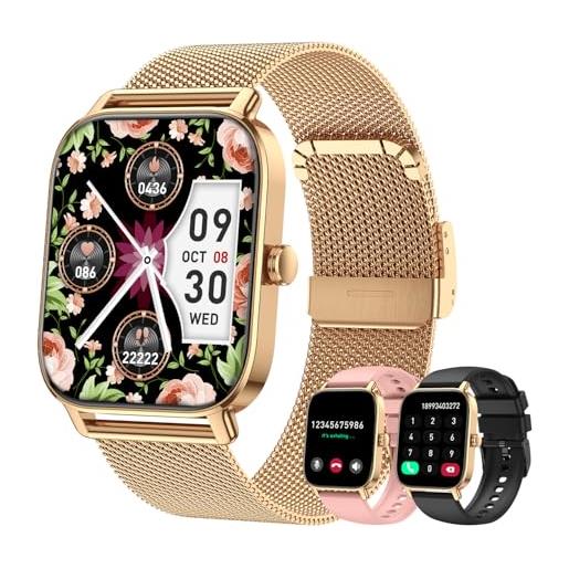 Smartwatch Donna, 1.83 Fitness Orologio con Effettua/Risposta Chiamate, con SpO2, 24H Cardiofrequenzimetro, Sonno, Ciclo Mestruale, Contapassi, 100+ Modalità Sportive, per iOS Android (Rosa