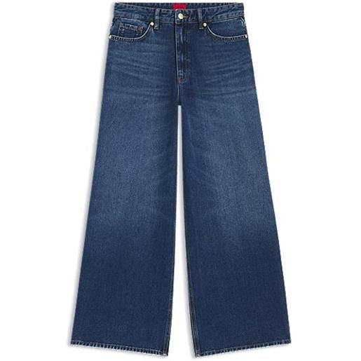 HUGO jeans a gamba larga in denim rigido blu, blu