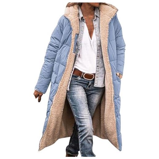Fannyfuny piumino pesante double face donna con fodera imbottito, cappotto con cappuccio e zip piumino double face donna cappotto invernale donna elegante parka caldo pile, multi-colori disponibili