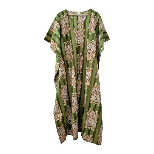 Caftano Da Donna In Viscosa, Abito Da Spiaggia Con Ricami Dorati, Vestibilità Fluida E Leggera - 4