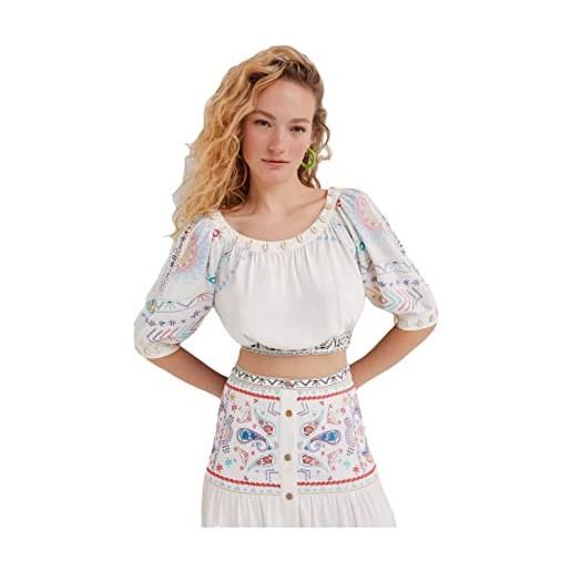 Desigual blus_boho camicia, bianco, l donna